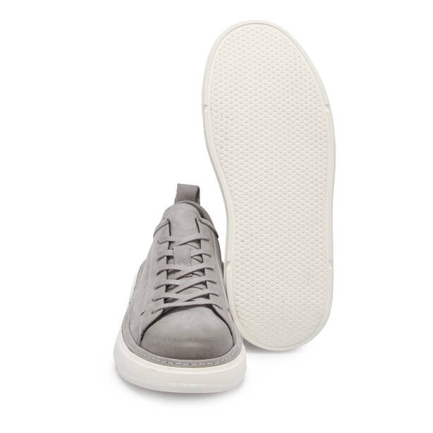 Gri Hakiki Nubuk Deri Erkek Sneaker - E25I1AY57165-A40 - 4