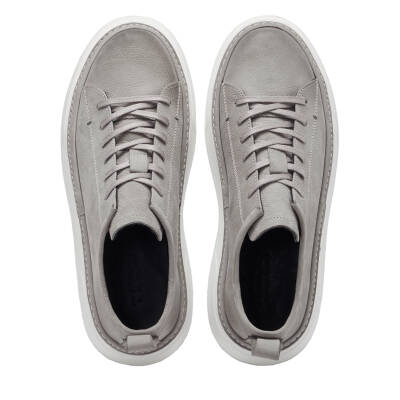 Gri Nubuk Deri Erkek Sneaker - E25I1AY57165-A40 - 5