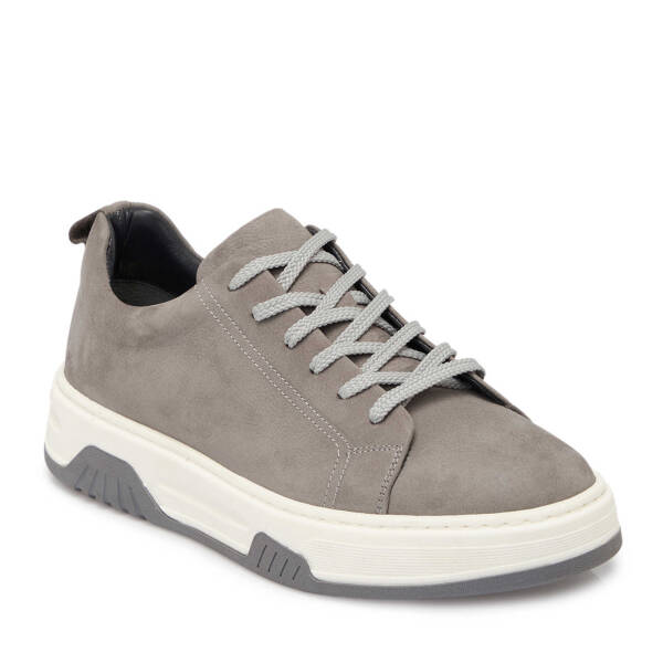 Gri Nubuk Deri Erkek Sneaker - E25S1AY57475-A40 - 1