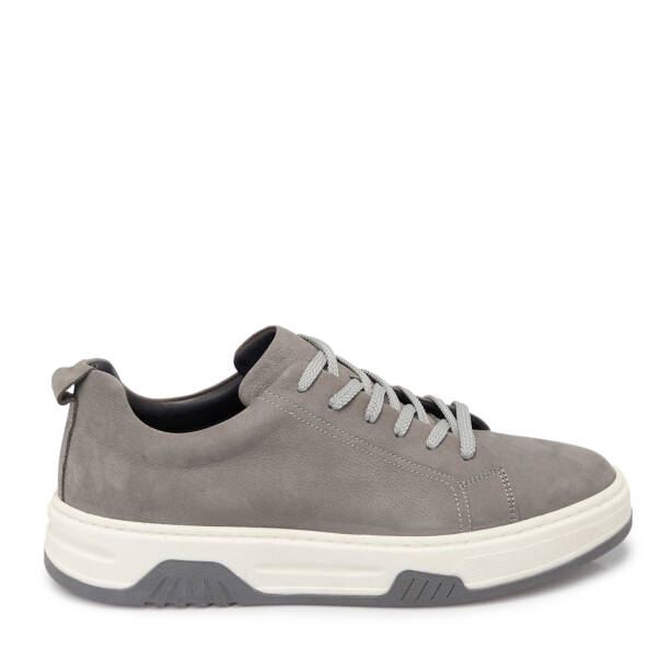 Gri Nubuk Deri Erkek Sneaker - E25S1AY57475-A40 - 3