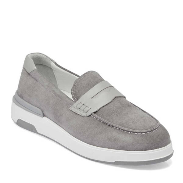 Gri Süet Deri Erkek Loafer - E24I1AY56786-C11 - 1