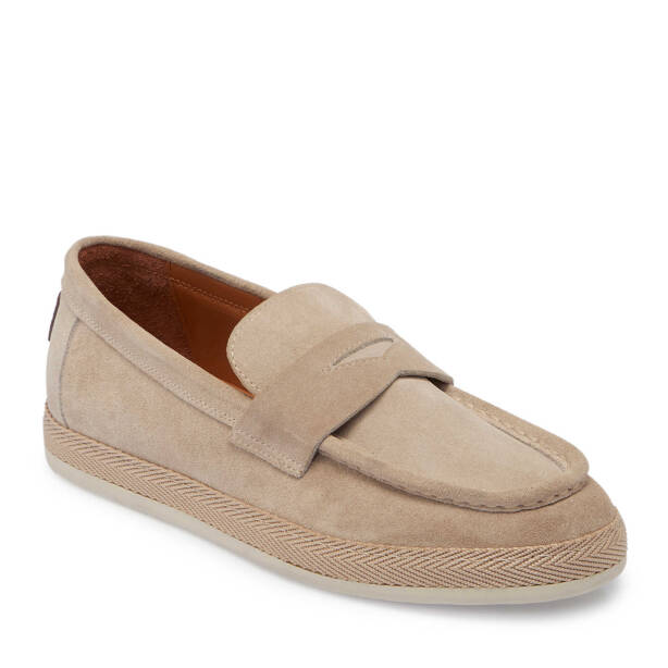 Gri Hakiki Süet Deri Erkek Loafer - E25I1AY57330-C11 - 2