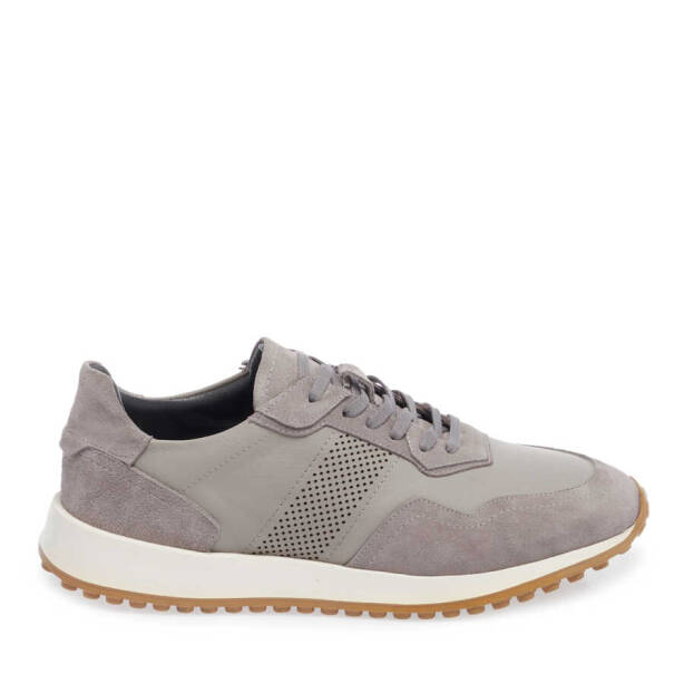 Gri Hakiki Süet Deri Erkek Sneaker - E24I1AY56666-Q9I 