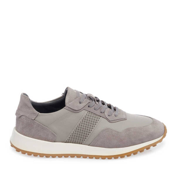 Gri Hakiki Süet Deri Erkek Sneaker - E24I1AY56666-Q9I - 1