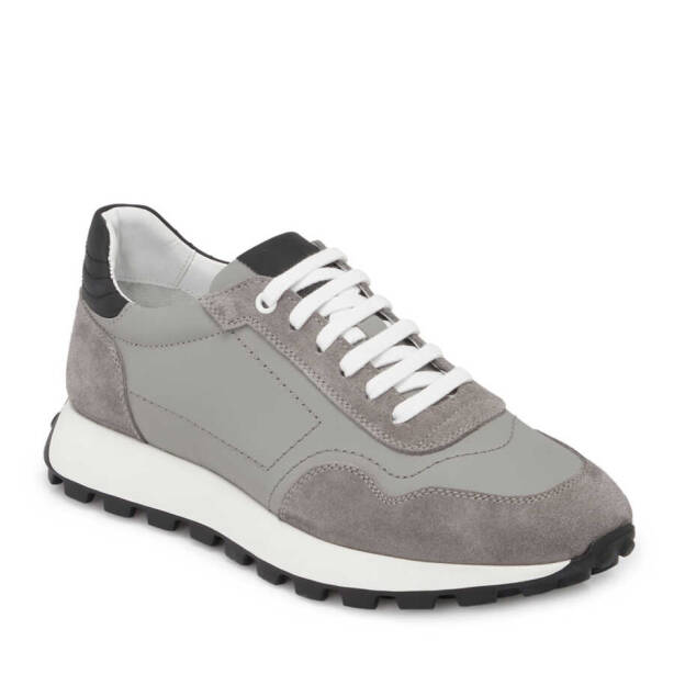 Gri Hakiki Süet Deri Erkek Sneaker - E24I1AY56734-C11 - 2