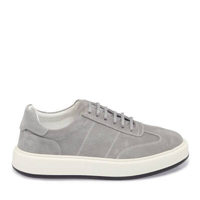  Gri Süet Deri Erkek Sneaker - E24I1AY56805-K56 - 3