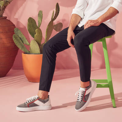 Gri Süet Deri Erkek Sneaker - E24I1AY56817-C11 