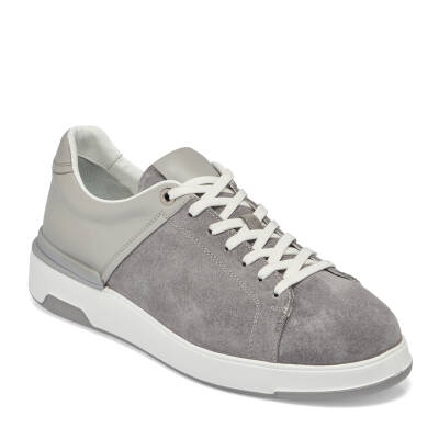  Gri Süet Deri Erkek Sneaker - E24I1AY56819-C11 - 1
