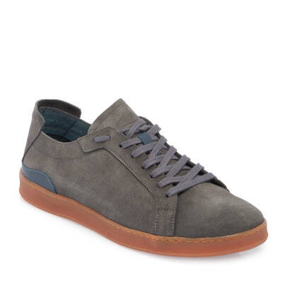  Gri Süet Deri Erkek Sneaker - E24I1AY56834-H42 - 1