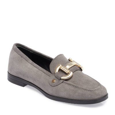  Gri Süet Deri Kadın Loafer - K23S1AY66787-C11 - 1