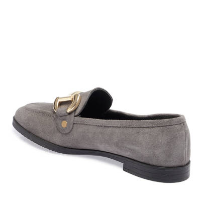  Gri Süet Deri Kadın Loafer - K23S1AY66787-C11 - 2