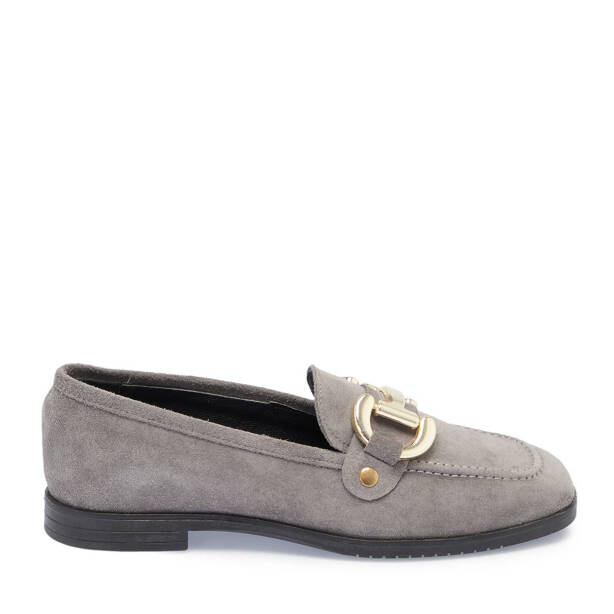 Gri Süet Deri Kadın Loafer - K24S1AY67568-C11 - 3