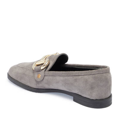  Gri Süet Deri Kadın Loafer - K24S1AY67568-C11 - 2