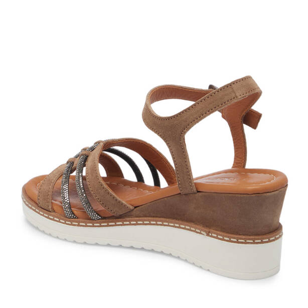 Gri Hakiki Süet Deri Kadın Sandalet - K25Y1SN67869-C11 - 3