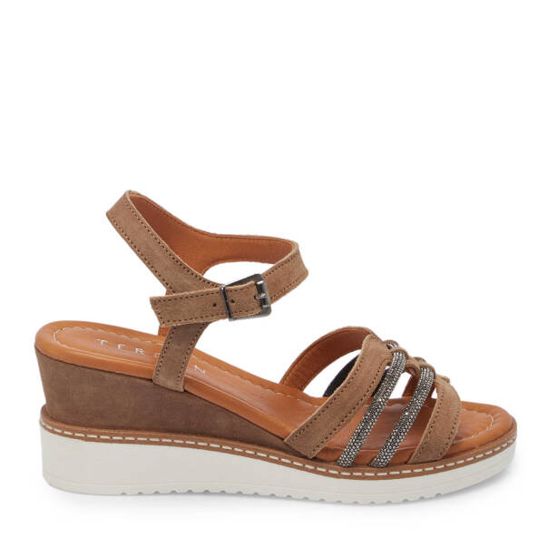 Gri Hakiki Süet Deri Kadın Sandalet - K25Y1SN67869-C11 - 1