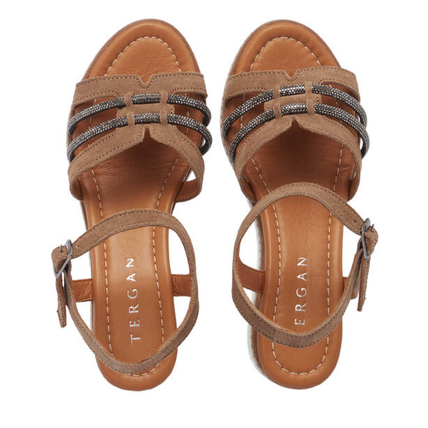 Gri Hakiki Süet Deri Kadın Sandalet - K25Y1SN67869-C11 - 5