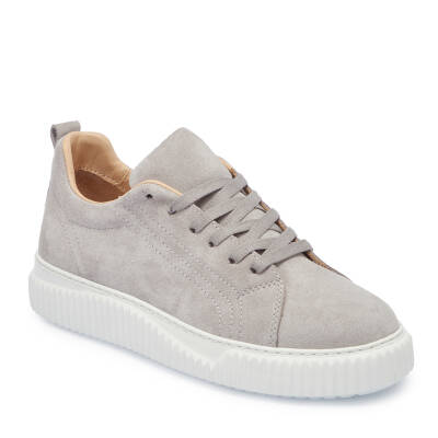 Gri Süet Deri Kadın Sneaker - K25I1AY68022-K56 - 1