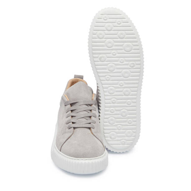 Gri Süet Deri Kadın Sneaker - K25I1AY68022-K56 - Tergan