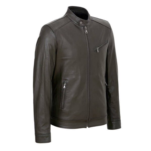 Haki Deri Erkek Deri Mont - E22KDM310391-R2X - 2