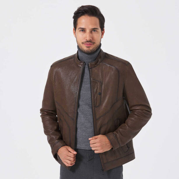 Haki Deri Erkek Deri Mont - E23KDM310506-R2X - 2