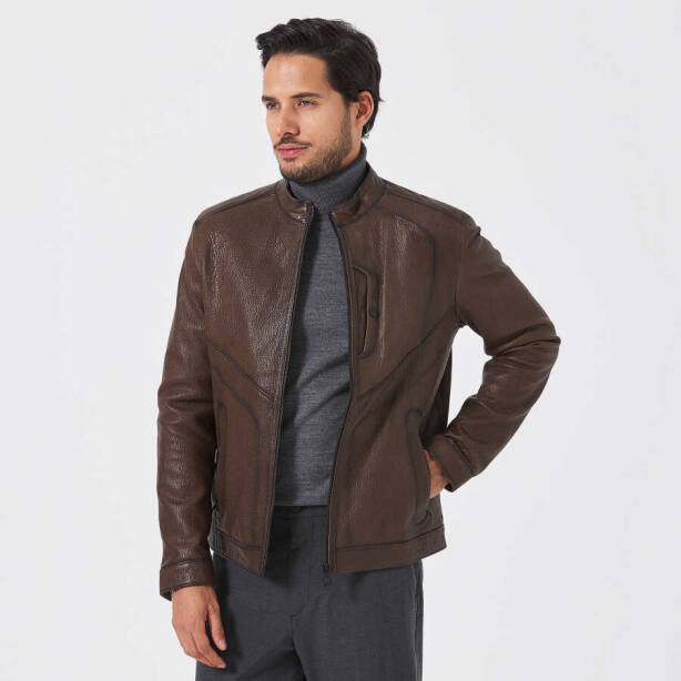 Haki Deri Erkek Deri Mont - E23KDM310506-R2X - 4