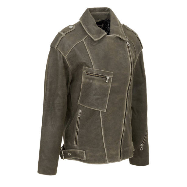 Haki Deri Kadın Deri Mont - K24KDM320457-R45 - Tergan