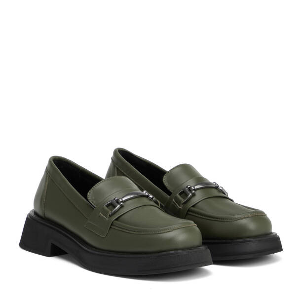 Haki Hakiki Deri Kadın Loafer - K25S1AY68178-H48 - 2