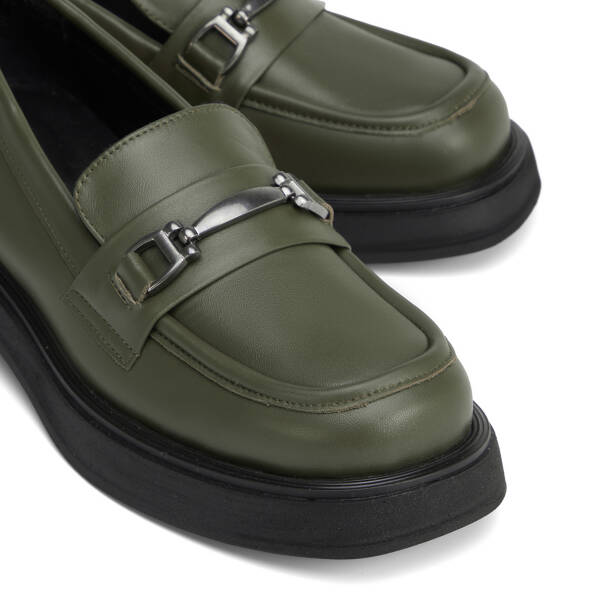 Haki Hakiki Deri Kadın Loafer - K25S1AY68178-H48 - 3