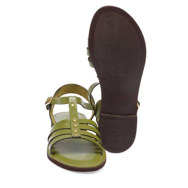 Haki Deri Kadın Sandalet - K24Y1SN67276-H48 - 4