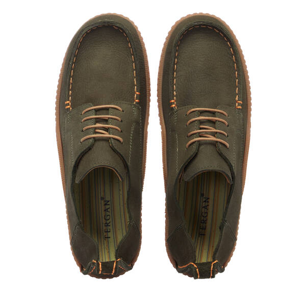 Haki Hakiki Nubuk Deri Erkek Casual Ayakkabı - E26I1AY57619-G98 - 5