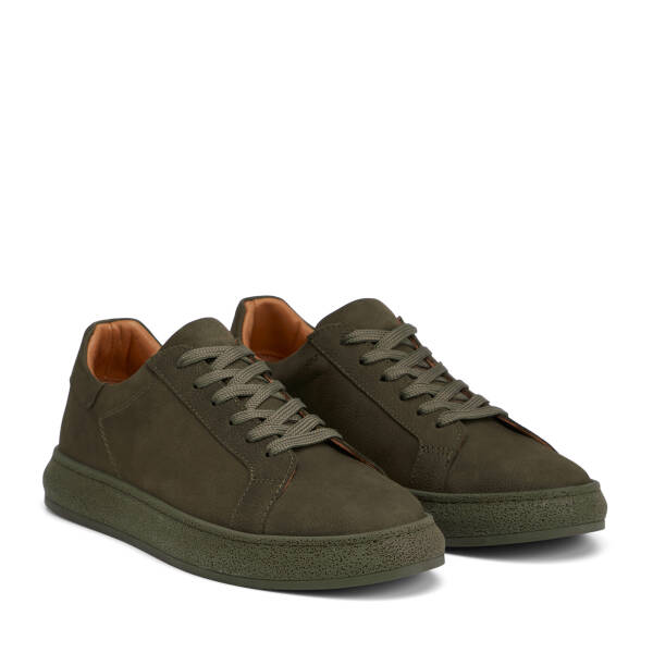 Haki Hakiki Nubuk Deri Erkek Sneaker - E26I1AY57633-G98 - 2