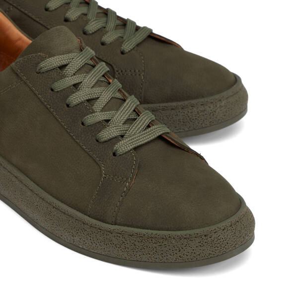 Haki Hakiki Nubuk Deri Erkek Sneaker - E26I1AY57633-G98 - 3