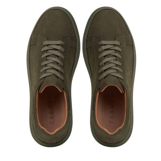 Haki Hakiki Nubuk Deri Erkek Sneaker - E26I1AY57633-G98 - 5