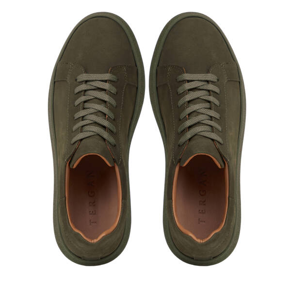 Haki Hakiki Nubuk Deri Erkek Sneaker - E26I1AY57633-G98 - 5