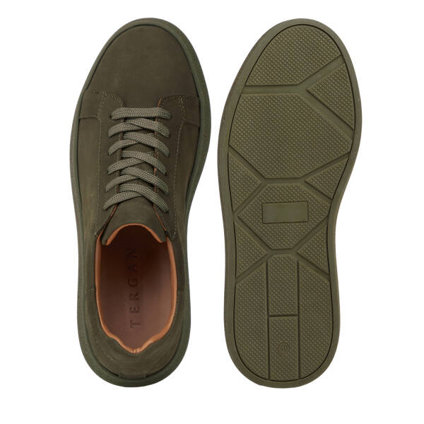 Haki Hakiki Nubuk Deri Erkek Sneaker - E26I1AY57633-G98 - 6
