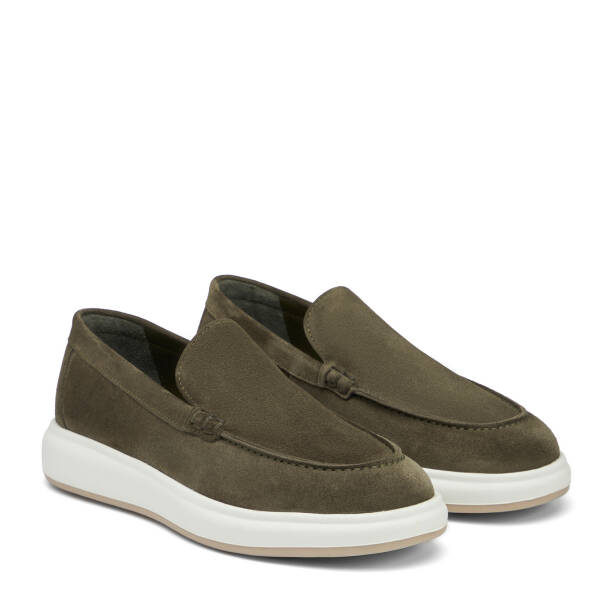 Haki Hakiki Süet Deri Erkek Loafer - E26I1AY57694-J86 - 2