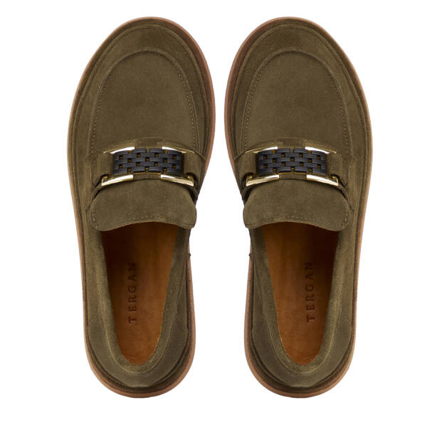 Haki Hakiki Süet Deri Kadın Loafer - K26S1AY68866-J86 - 5