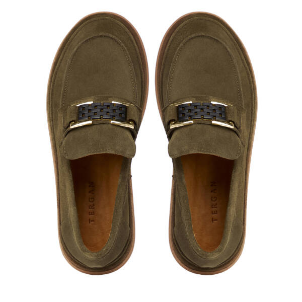 Haki Hakiki Süet Deri Kadın Loafer - K26S1AY68866-J86 - 5