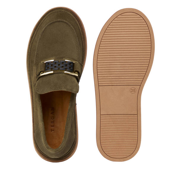 Haki Hakiki Süet Deri Kadın Loafer - K26S1AY68866-J86 - 6