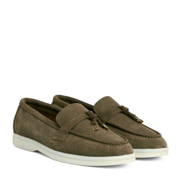 Haki Hakiki Süet Deri Kadın Loafer - K26S1AY68915-J86 - 2