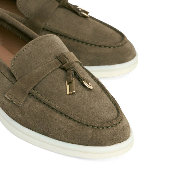 Haki Hakiki Süet Deri Kadın Loafer - K26S1AY68915-J86 - 3