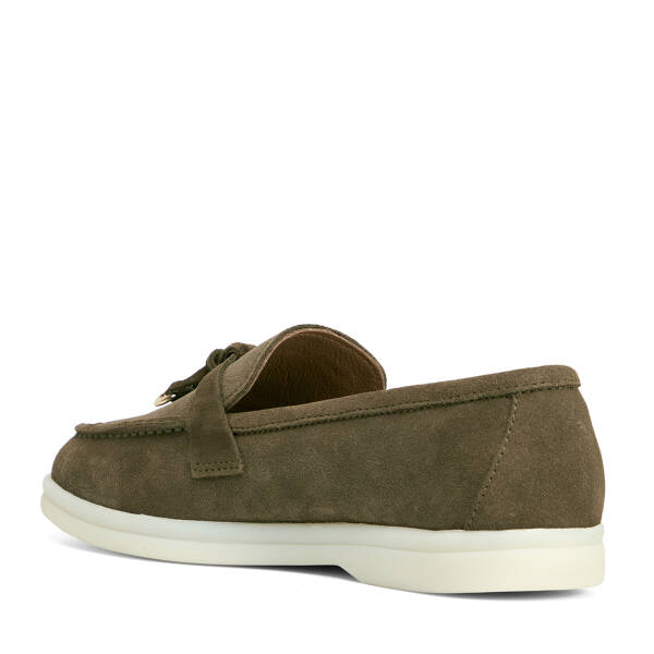 Haki Hakiki Süet Deri Kadın Loafer - K26S1AY68915-J86 - 4