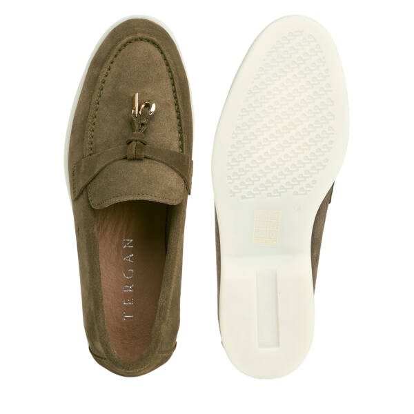 Haki Hakiki Süet Deri Kadın Loafer - K26S1AY68915-J86 - 5