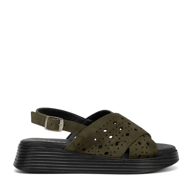 Haki Hakiki Süet Deri Kadın Sandalet - K26Y1SN68594-J86 