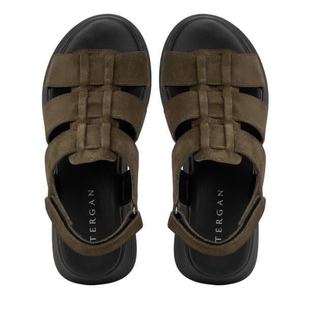 Haki Hakiki Süet Deri Kadın Sandalet - K26Y1SN68595-J86 - 5