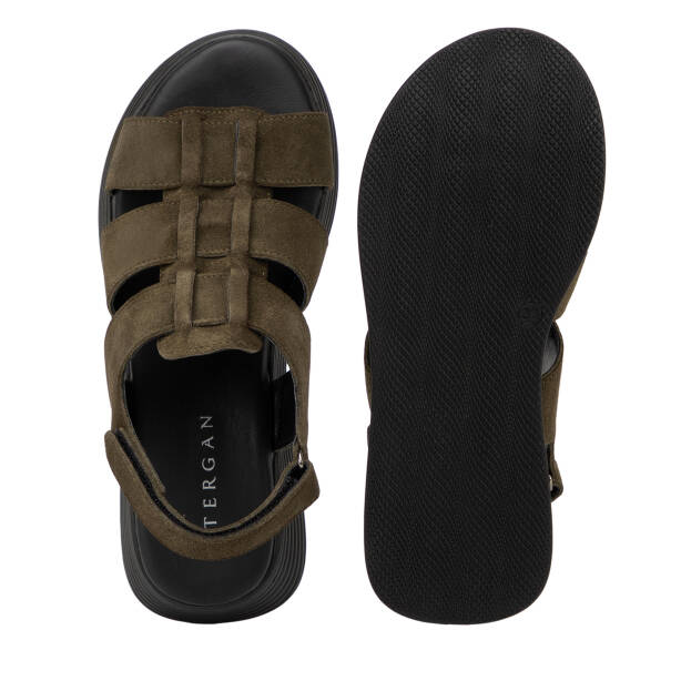 Haki Hakiki Süet Deri Kadın Sandalet - K26Y1SN68595-J86 - 6