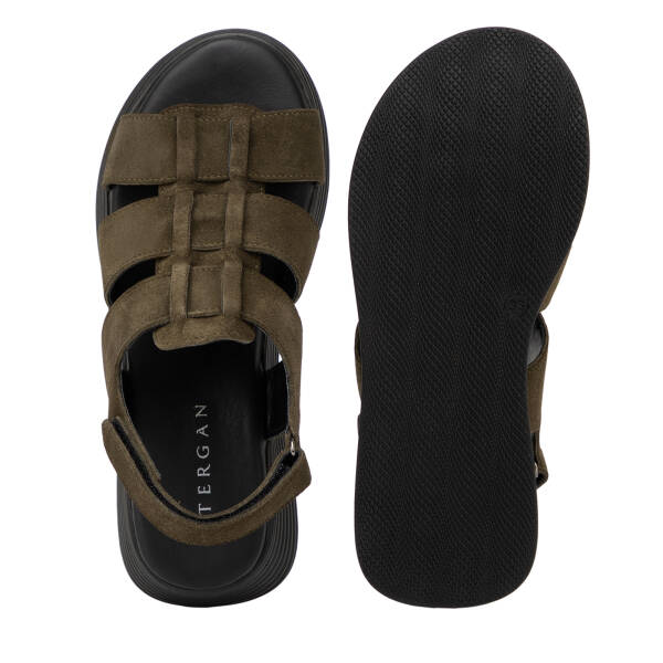 Haki Hakiki Süet Deri Kadın Sandalet - K26Y1SN68595-J86 - 6