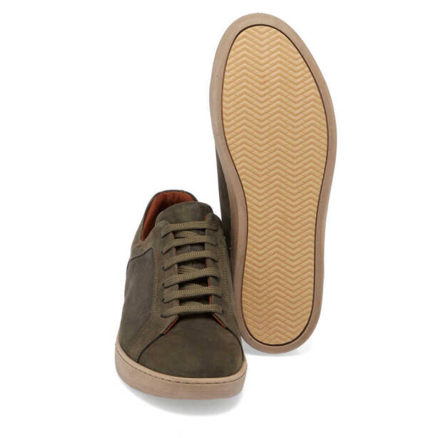 Haki Nubuk Deri Erkek Sneaker - E24I1AY56825-G98 - 4