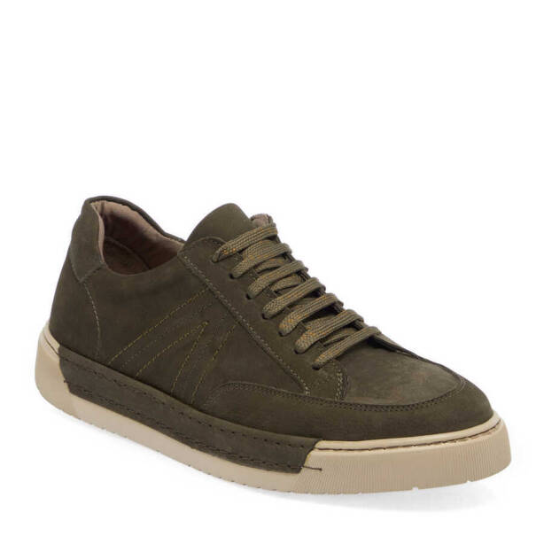 Haki Hakiki Nubuk Deri Erkek Sneaker - E24I1AY56905-G98 - Tergan