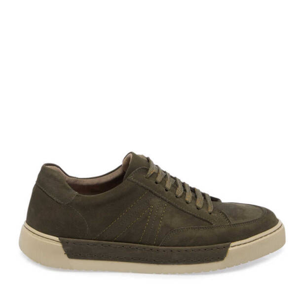 Haki Hakiki Nubuk Deri Erkek Sneaker - E24I1AY56905-G98 - Tergan